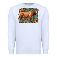 White brahman bull with aztec sunflower and leopard background Premium Sweatshirt - RanaPortraitStore