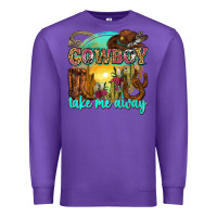 Purple cowboy take me away Premium Sweatshirt - Zillion Design Studio
