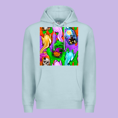 Halloween Jar With Ghost Seamless Pattern Premium Hoodie Designed By Bundleandbundleshop