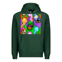 Sports Green halloween jar with ghost seamless pattern Premium Hoodie - BundleAndBundleShop