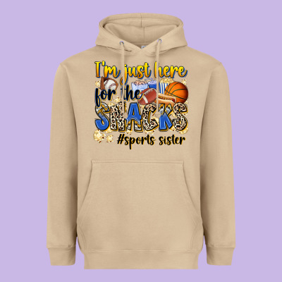 Im Just Here For The Snacks Sports Sister Heavyweight Hoodie Designed By Zillion Design Studio