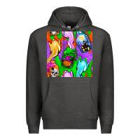 Charcoal Heather halloween jar with ghost seamless pattern Premium Hoodie - BundleAndBundleShop
