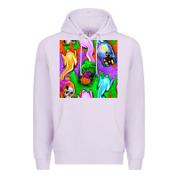 Lilac halloween jar with ghost seamless pattern Premium Hoodie - BundleAndBundleShop