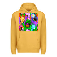 Mustard halloween jar with ghost seamless pattern Premium Hoodie - BundleAndBundleShop