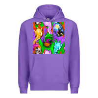 Purple halloween jar with ghost seamless pattern Premium Hoodie - BundleAndBundleShop