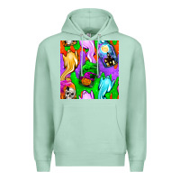 Seafoam halloween jar with ghost seamless pattern Premium Hoodie - BundleAndBundleShop