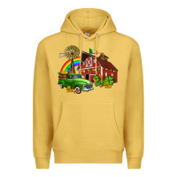 Antique Gold barn st patricks with truck and shamrocks Premium Hoodie - AdoDesignShop