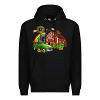 Black barn st patricks with truck and shamrocks Premium Hoodie - AdoDesignShop