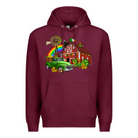 Burgundy barn st patricks with truck and shamrocks Premium Hoodie - AdoDesignShop