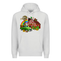 Dove Grey barn st patricks with truck and shamrocks Premium Hoodie - AdoDesignShop