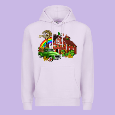 Barn St Patricks With Truck And Shamrocks Premium Hoodie Designed By Adodesignshop