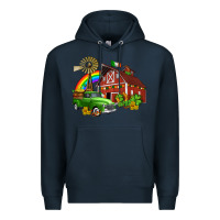 Navy barn st patricks with truck and shamrocks Premium Hoodie - AdoDesignShop