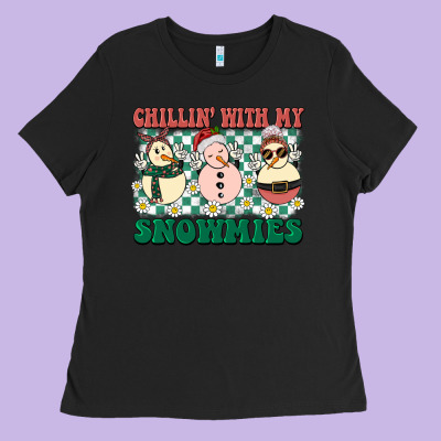 Chillin With My Snowmies Ladies Tee Designed By Barkaloodesign