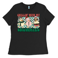 Black Chillin with my Snowmies Ladies Tee - BarkalooDesign