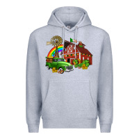 Heather Grey barn st patricks with truck and shamrocks Premium Hoodie - AdoDesignShop