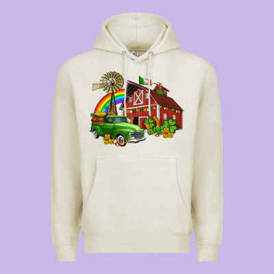 Barn St Patricks With Truck And Shamrocks Premium Hoodie Designed By Adodesignshop