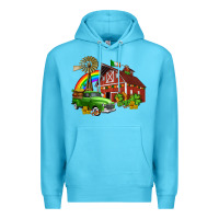 Ocean Blue barn st patricks with truck and shamrocks Premium Hoodie - AdoDesignShop