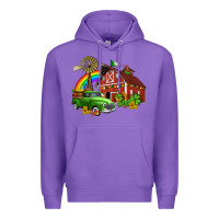 Purple barn st patricks with truck and shamrocks Premium Hoodie - AdoDesignShop