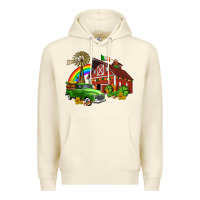 Sandshell barn st patricks with truck and shamrocks Premium Hoodie - AdoDesignShop