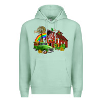 Seafoam barn st patricks with truck and shamrocks Premium Hoodie - AdoDesignShop
