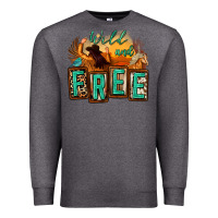 Charcoal Heather wild and free cowgirl horse desert Premium Sweatshirt - Zillion Design Studio