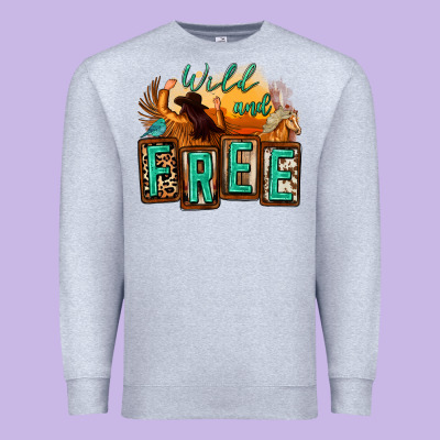 Wild And Free Cowgirl Horse Desert Premium Sweatshirt Designed By Zillion Design Studio