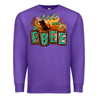 Purple wild and free cowgirl horse desert Premium Sweatshirt - Zillion Design Studio