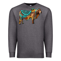 Charcoal Heather brahman bull gemstone turquoise and sunflower Premium Sweatshirt - RanaPortraitStore