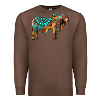 Chestnut brahman bull gemstone turquoise and sunflower Premium Sweatshirt - RanaPortraitStore