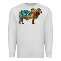 Dove Grey brahman bull gemstone turquoise and sunflower Premium Sweatshirt - RanaPortraitStore