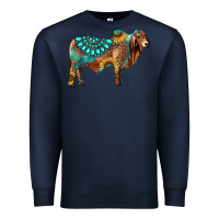 Navy brahman bull gemstone turquoise and sunflower Premium Sweatshirt - RanaPortraitStore
