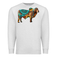 Oatmeal Heather brahman bull gemstone turquoise and sunflower Premium Sweatshirt - RanaPortraitStore