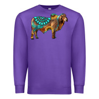 Purple brahman bull gemstone turquoise and sunflower Premium Sweatshirt - RanaPortraitStore