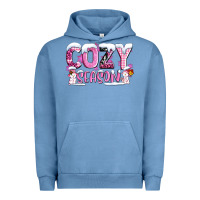 Pigment Pebble Blue pink cozy season with snowman ado Urban Hoodie - AdoDesignShop