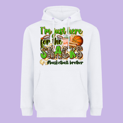 Im Just Here For The Snacks Basketball Brother Heavyweight Hoodie Designed By Zillion Design Studio