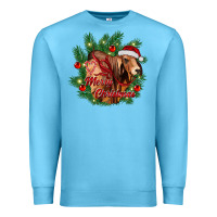 Ocean Blue merry Christmas brahman bull Premium Sweatshirt - RanaPortraitStore