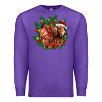 Purple merry Christmas brahman bull Premium Sweatshirt - RanaPortraitStore