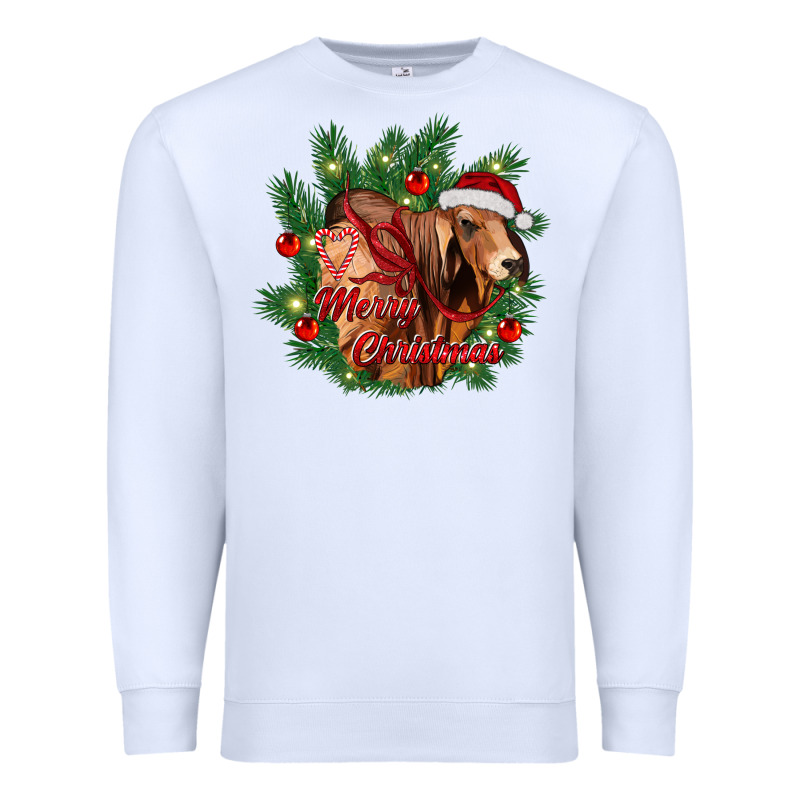 Merry Christmas Brahman Bull Premium Sweatshirt by RanaPortraitStore | Teevron