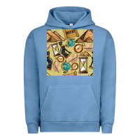 Pigment Pebble Blue history seamless pattern Urban Hoodie - BundleAndBundleShop