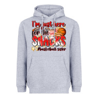 Heather Grey im just here for the snacks basketball sister Heavyweight Hoodie - Zillion Design Studio