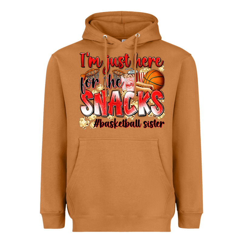 Im Just Here For The Snacks Basketball Sister Heavyweight Hoodie by Zillion Design Studio | Teevron