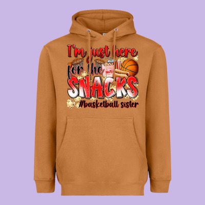 Im Just Here For The Snacks Basketball Sister Heavyweight Hoodie Designed By Zillion Design Studio
