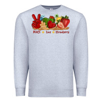 Heather Grey peace love strawberry with summer Premium Sweatshirt - texasbilliewilder