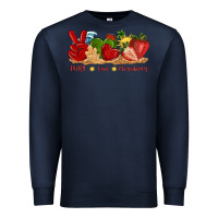 Navy peace love strawberry with summer Premium Sweatshirt - texasbilliewilder