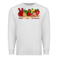 Oatmeal Heather peace love strawberry with summer Premium Sweatshirt - texasbilliewilder