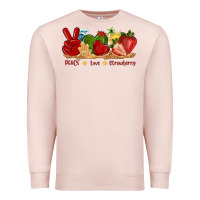 Pale Pink peace love strawberry with summer Premium Sweatshirt - texasbilliewilder