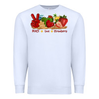 White peace love strawberry with summer Premium Sweatshirt - texasbilliewilder