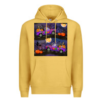 Antique Gold halloween spooky truck seamless pattern Premium Hoodie - BundleAndBundleShop