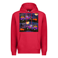 Cardinal halloween spooky truck seamless pattern Premium Hoodie - BundleAndBundleShop