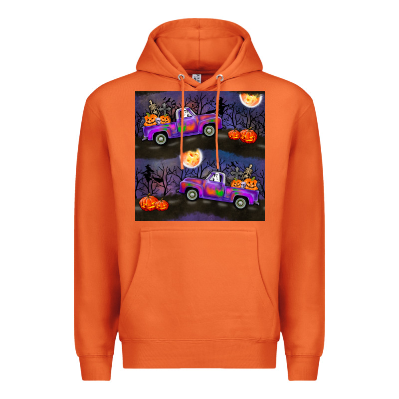 Halloween Spooky Truck Seamless Pattern Premium Hoodie by BundleAndBundleShop | Teevron